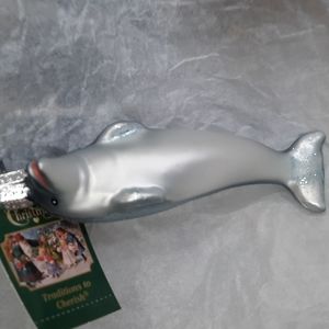 Dolphin Playful Marine Mammal Old World Christmas Glass Ornament Sea Life NWT
